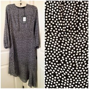 NWT Who What Wear Spotted Asymmetrical Midi Dress